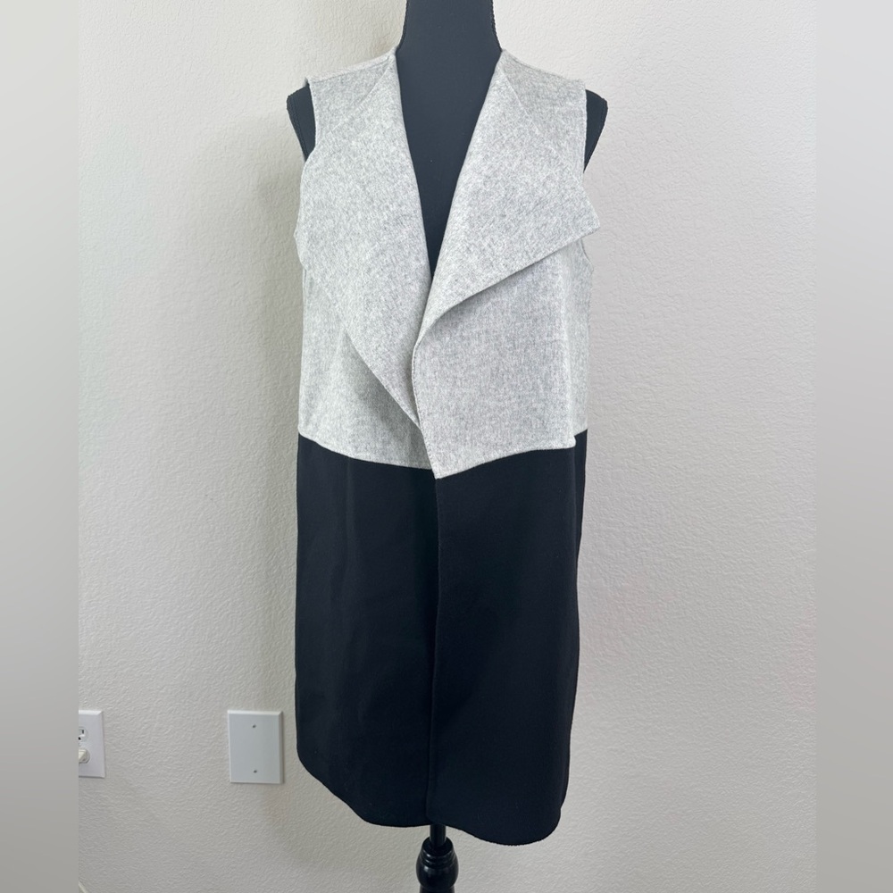 Talbots Women’s Wool‎ Blend Colorblock Sleeveless Open Front Longline Vest Sz S